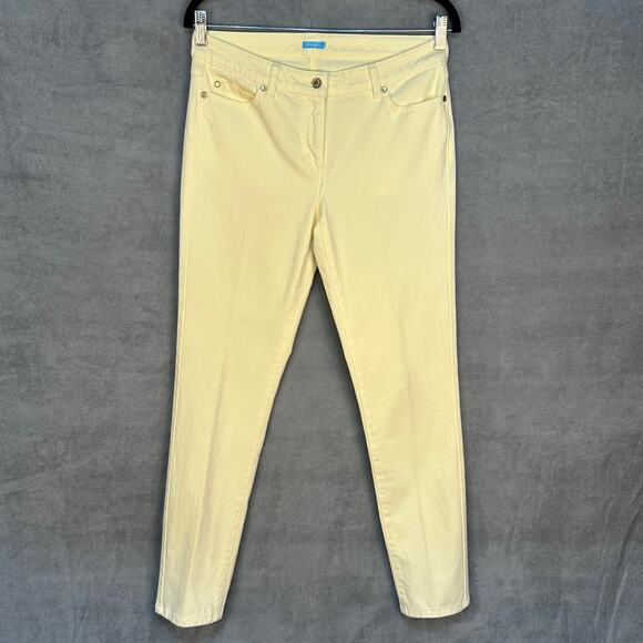 J Mclaughlin Pants Womens 6 Pale Yellow Lexi Jeans Pockets Stretch Casual Preppy - Picture 1 of 13